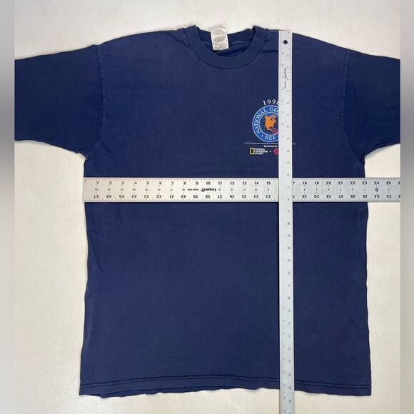 VINTAGE National Geography Bee 1998 Graphic T-shirt Men XL Blue 90s - Picture 5 of 5
